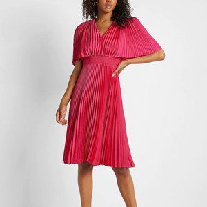Express Pink Pleated Midi Dress
